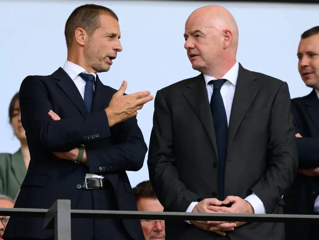 Uefa-Pr&auml;sident Aleksander Čeferin und Fifa-Boss Gianni Infantino, 2024 in Berlin: Vertrauen verloren